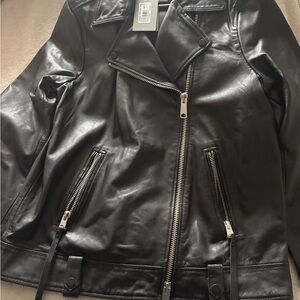 All Saints Black Leather Biker Jacket
